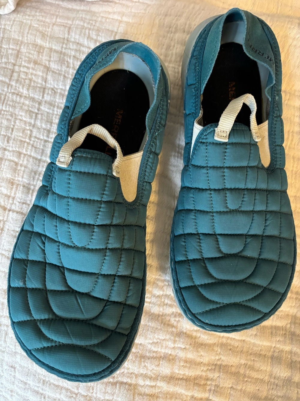 Merrell Quilted Slip-On Slippers in Teal